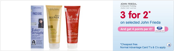 3 for 2 on selected John Frieda 